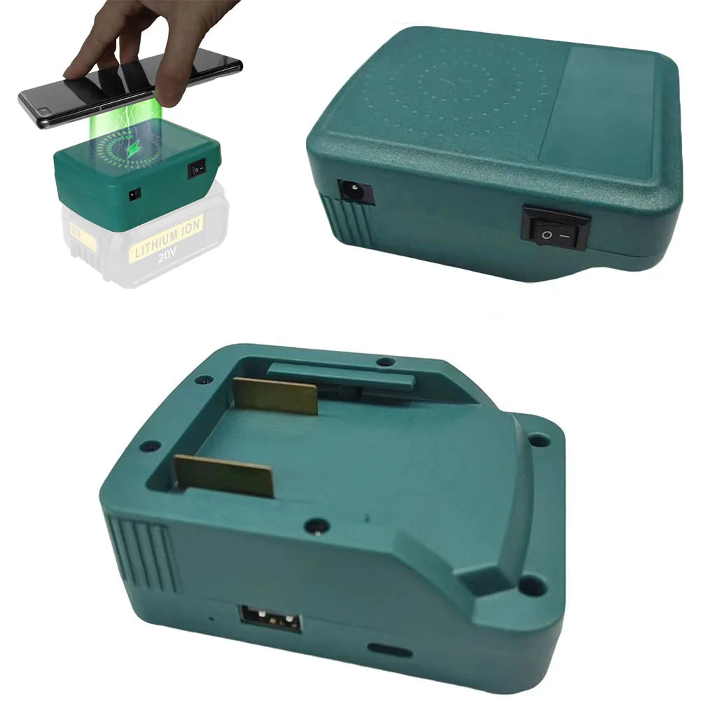 1-Pack Mobile Wireless Charger Adapter For Metabo 18V Li-ion Battery BS18LT, USB-QC 2.0/3.0 Type-C PD 2.0/3.0, 18W-20W