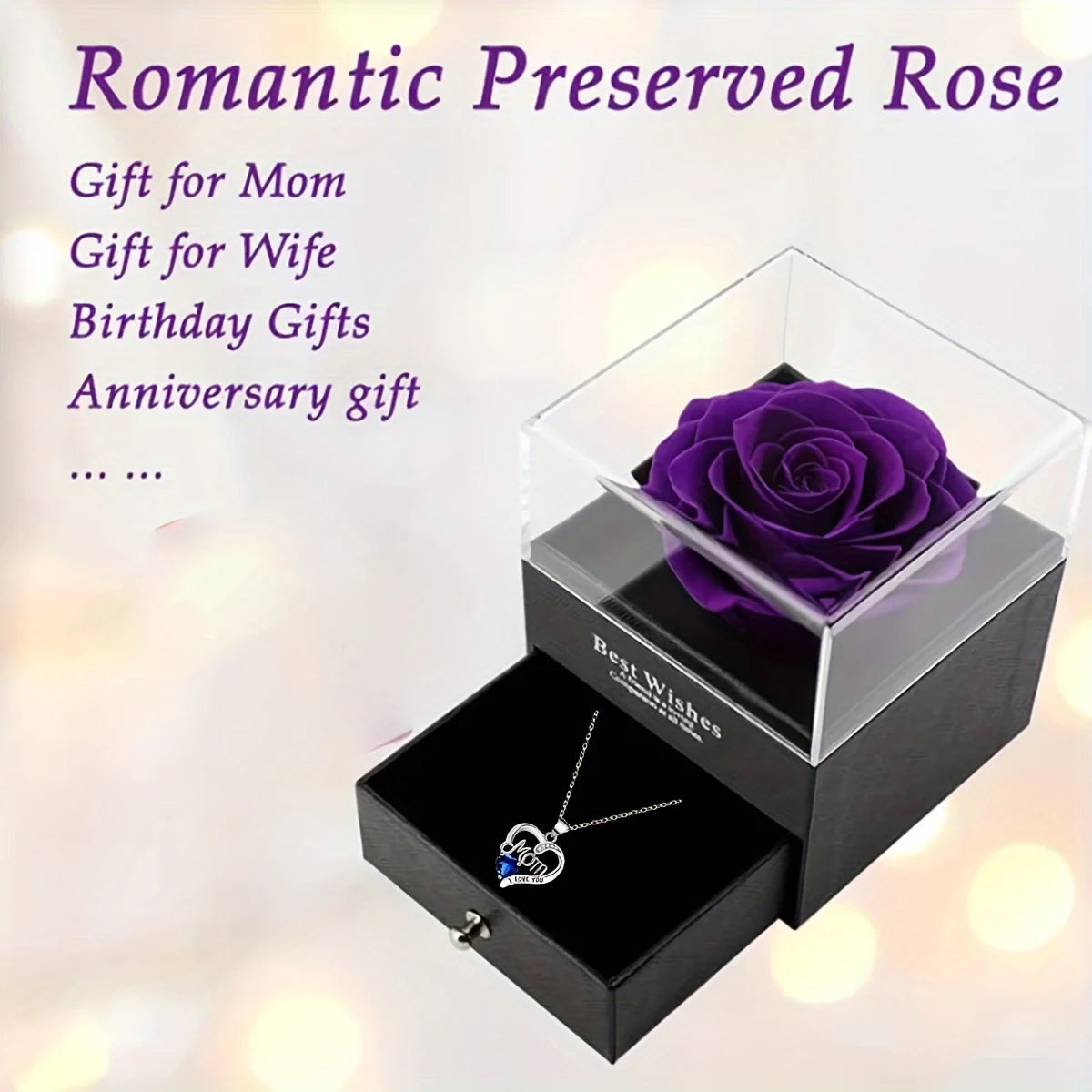 Luxury Soap Rose Gift Box with Purple Rose &amp;