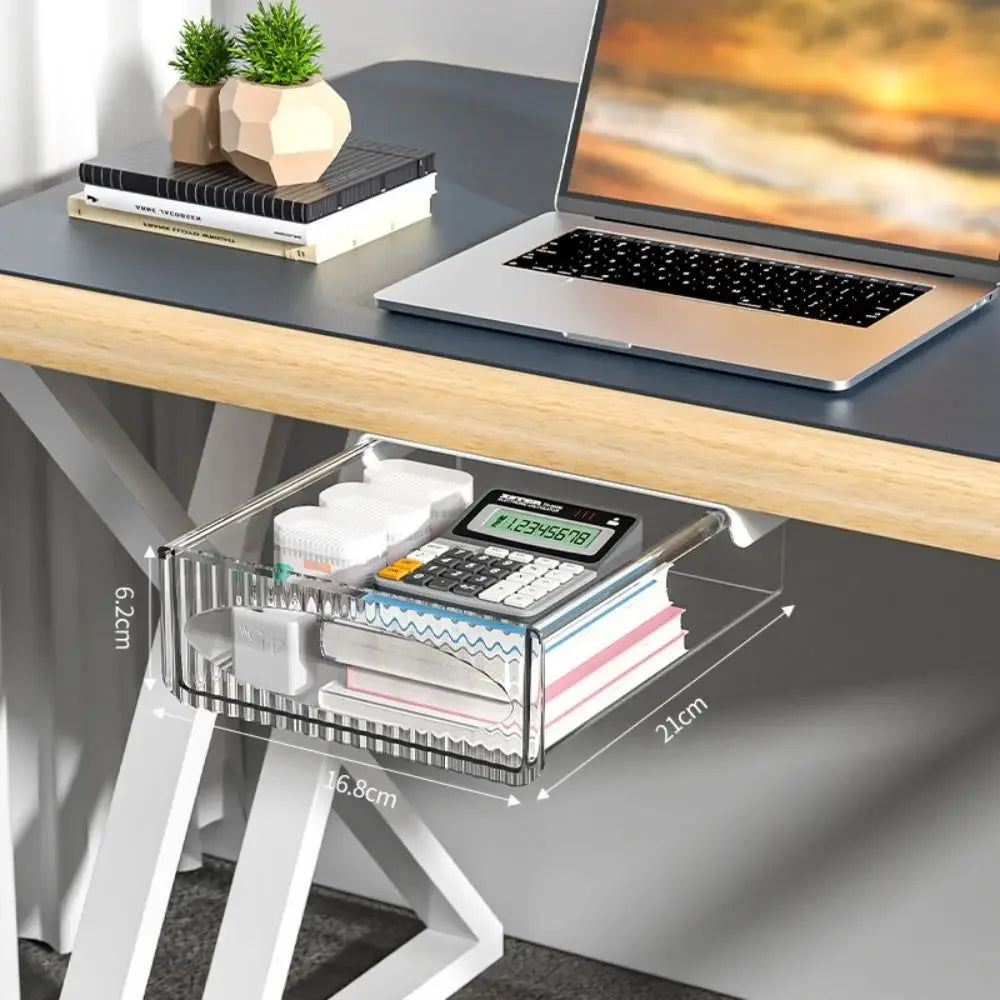 Drawer Storage Box Under Table Hidden Self-Adhesive Drawer Type Storage Cabinet Office Desk Organizing Large Capacity Drawer