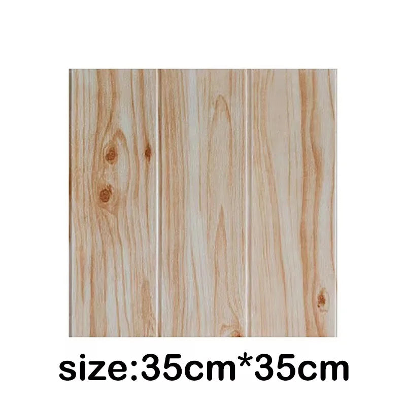 35*35cm 10Pcs 3D Wood Grain Adhesive Wall Wallpaper Waterproof Wall Stickers Living Room Kitchen Background Wall Decoration