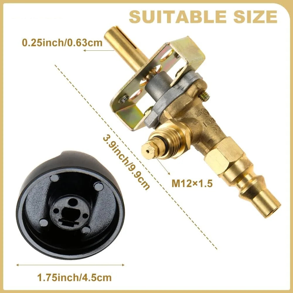 1pc Control Valve with M12x1.5 Thread and 1/4" Quick Disconnect Plug for Olympian 5500 5100 Weber 200 Gas Grill Valve
