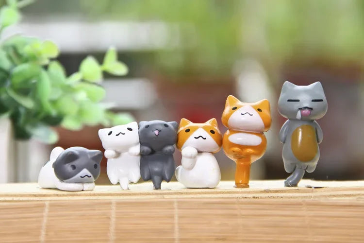 1/6Pcs Funny Neko Atsume  Meow Mochi Dango Cat Flower Pot Micro Landscape Mini Doll  Balcony Decorations Flower Pot Home Decor