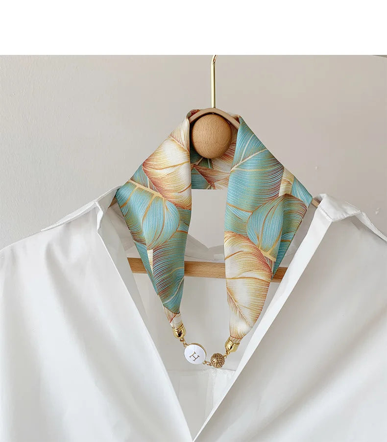 Imitation Silk Scarf Magnetic Buckle Necklace Pendant Wearing Spring and Autumn Cervical Protection for Women