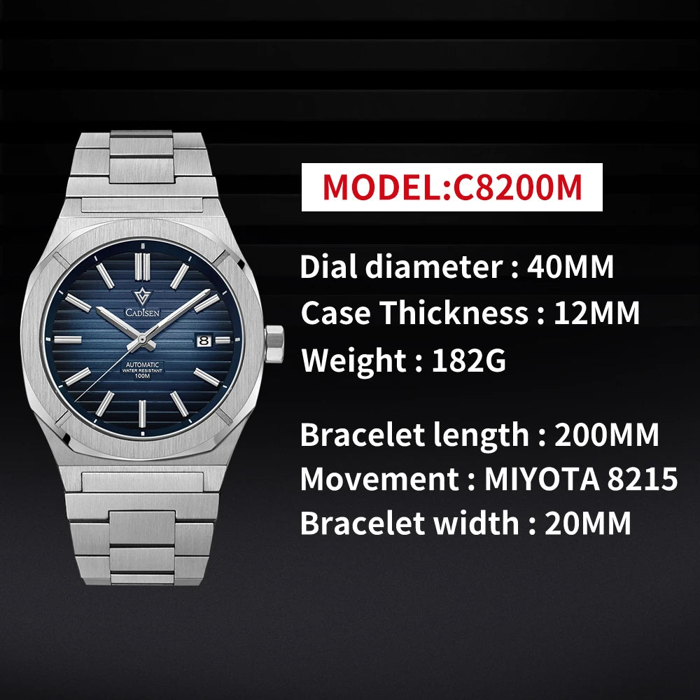 CADISEN Diver Watch Luxury Sapphire MIYOTA 8215 German Designer