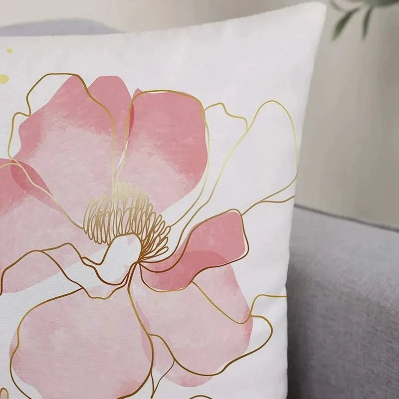 1pc Floral Print Cushion Cover Without Filler, Modern Throw Pillow Case For Sofa, Home Decor Party Decoration 17.7in