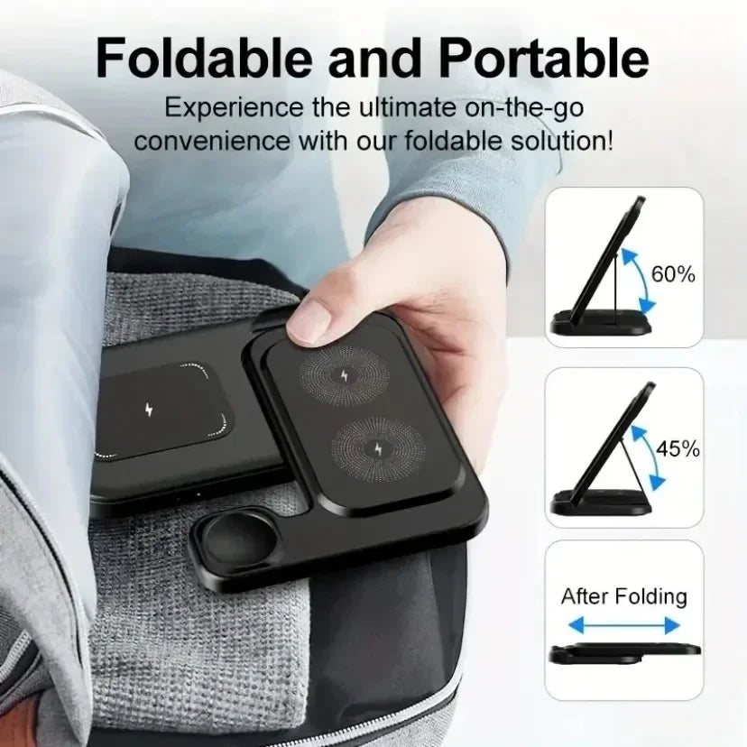 3 in 1 Wireless Charger Foldable Fast Charging Dock Stand For iPhone 17 16 15 14 13 12 Pro Max iWatch 11~2 Ultra SE AirPods 4 3