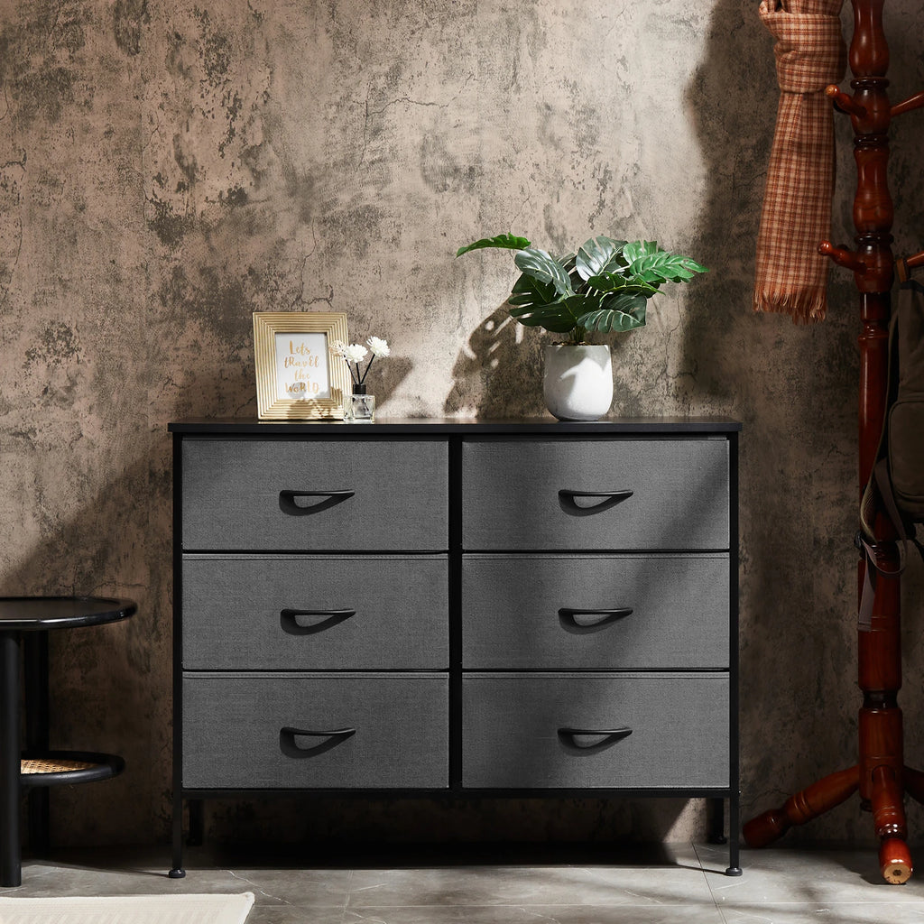 Nightstand With 6 Fabric Drawers