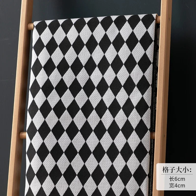 High-end Thousand Bird Grid Sofa Fabric Thickening Plaid Cotton Linen Cloth Tablecloth Pillow Cushion Cover Handmade DIY Fabric