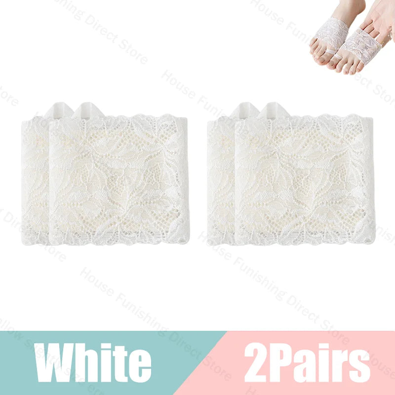 Summer Thin Lace Invisible Socks Split Toe Forefoot Socks for Women High Heel Slippers Shoes Breathable Lace Socks for Halloween