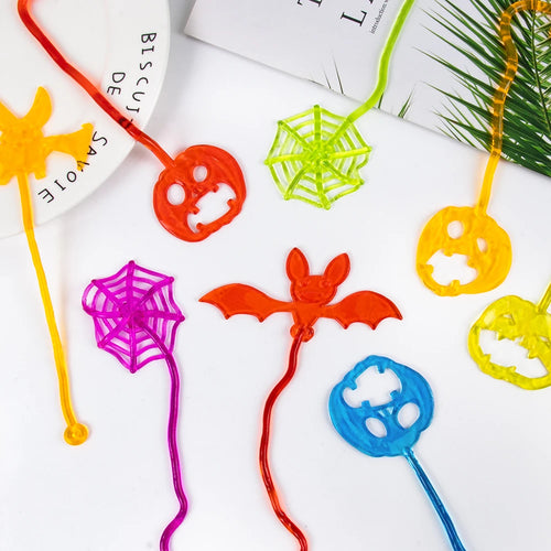 10pcs Halloween Sticky Hands Toys for Kids Spider Web pumpkin bat ghost hand Stretchy Sticky Toys Halloween Trick or Treat Party
