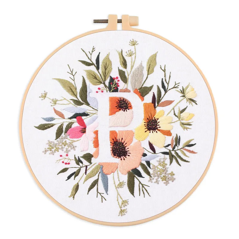 Embroidery Kit for Christmas DIY Wreath Printed Pattern Flower Cross Stitch Set Needlework Hoop Handmade Sewing Art Craft Kit
