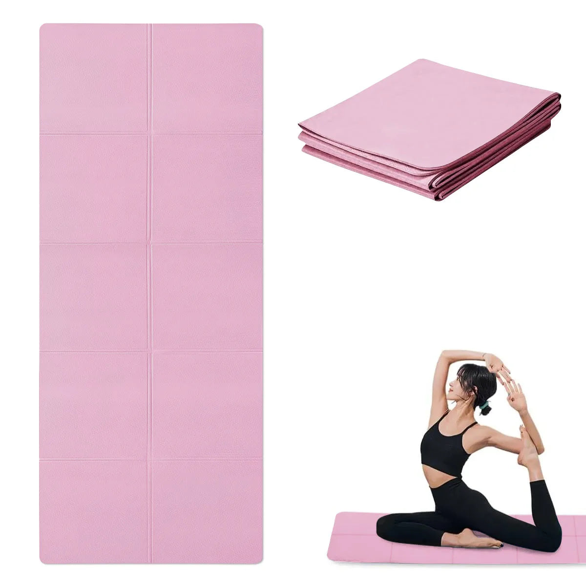 Pink Foldable Yoga Mat Eco Friendly EVA Folding Travel