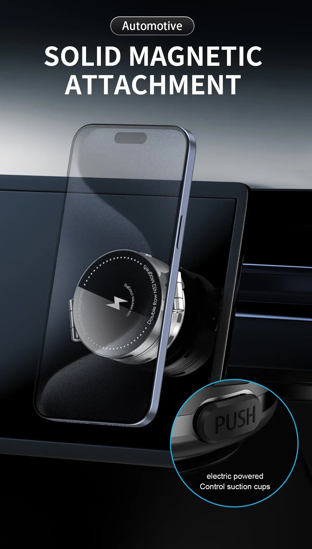 Car Magnetic&Vacuum Suction Cup Phone Holder Wireless Charger Foldable Stand For Magsafe iPhone 16 15 14 13 12 Pro Fast Charging