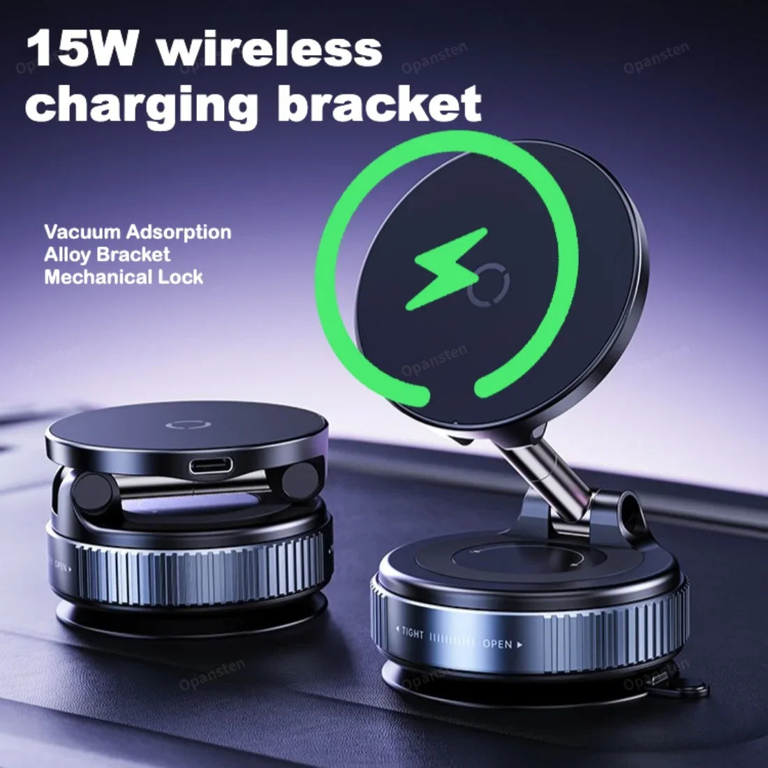Super Strong Magnetic Car Wireless Charger Phone Holder 360° Rotation Vacuum Suction Cup For iPhone 12-17 Series Fast Charging