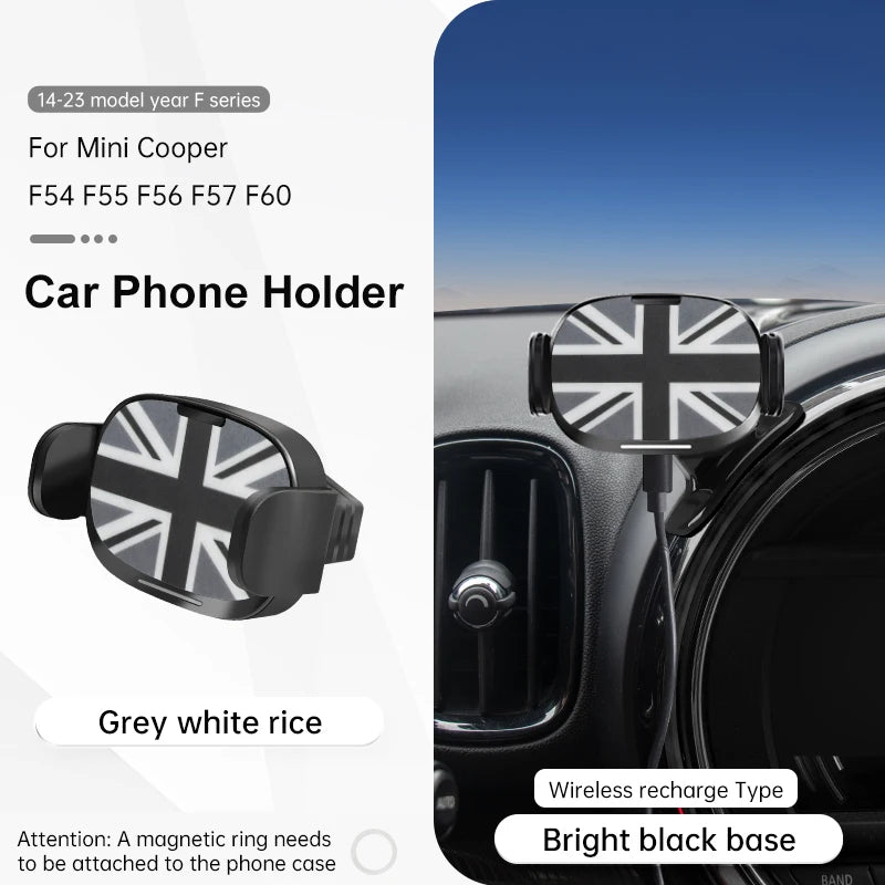 Car Phone Holder Wireless Charger For Mini Cooper F56 F55 F54 F60 F57 2014-2023 Central Control Mobile Phone Bracket Accessories