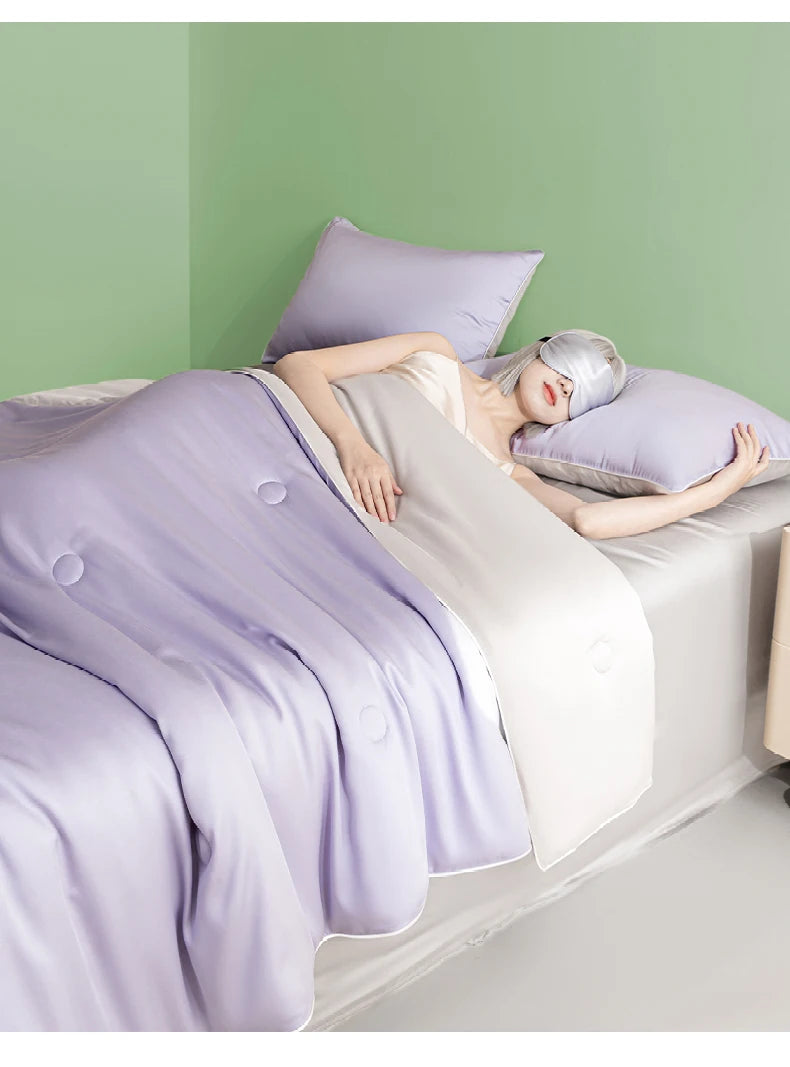 New Cooling Sensation Summer Duvet Brings Coolness Washed Ice Silk Blanket Instant Cool Quilt All Ages Silky Touch Comforter Set