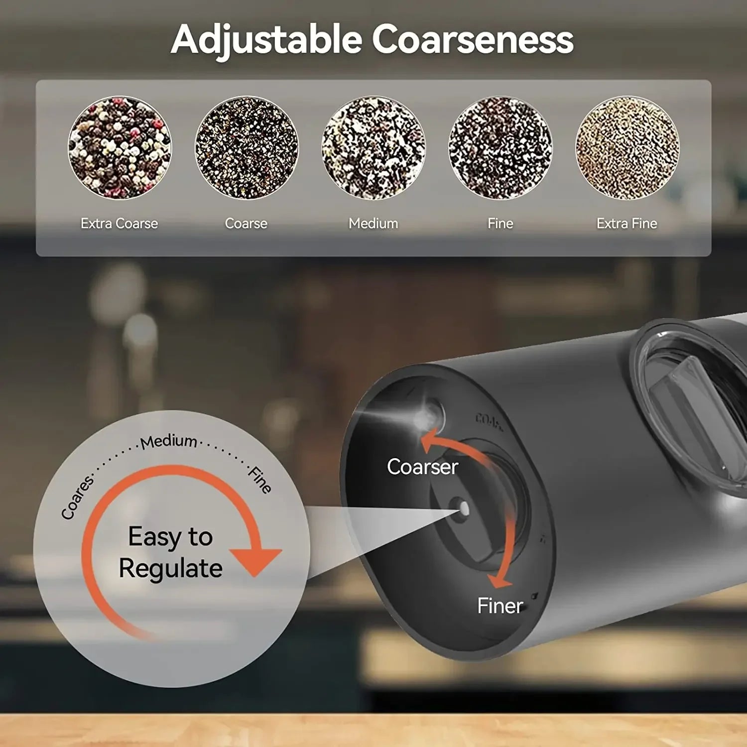 Electric Salt Pepper Grinder Set USB Rechargeable Automatic Spice Mill with LED Light Adjustable Coarseness Kitchen Gadget