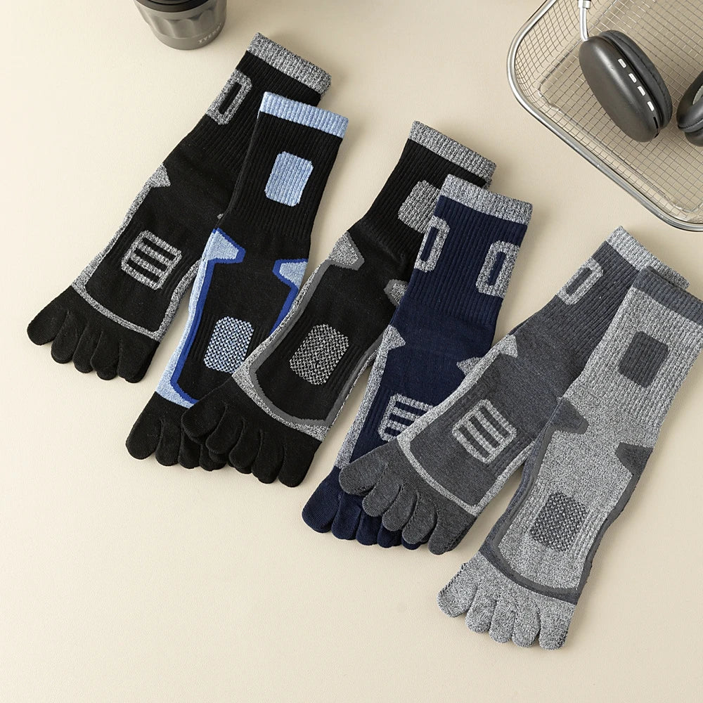 3 Pairs Fleece Toe Socks Men Autumn Winter Warm Five Finger Socks Man High Quality Cotton Sports Crew Socks Running