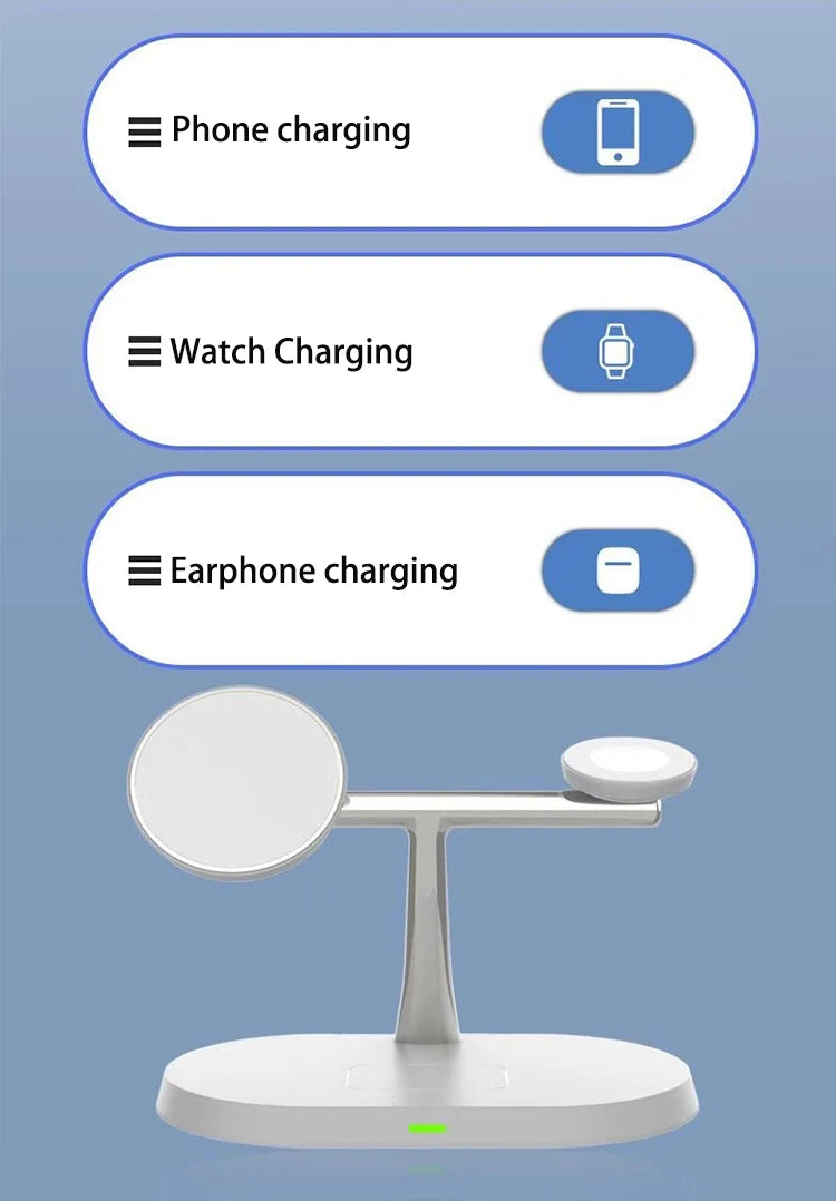 2025 3 in 1 30w Qi2 Wireless Charger Stand Fast Charging for iPhone 17 16 15 14 13 12 iWatch Airpods Wireless Charging Station