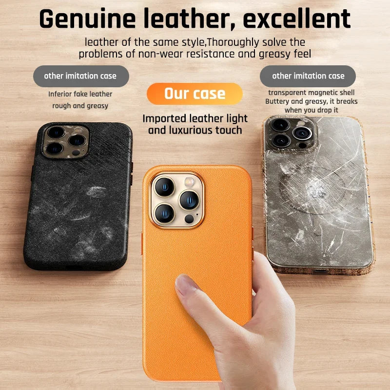Original Leather Wireless Charging Animation Cases for iPhone 16