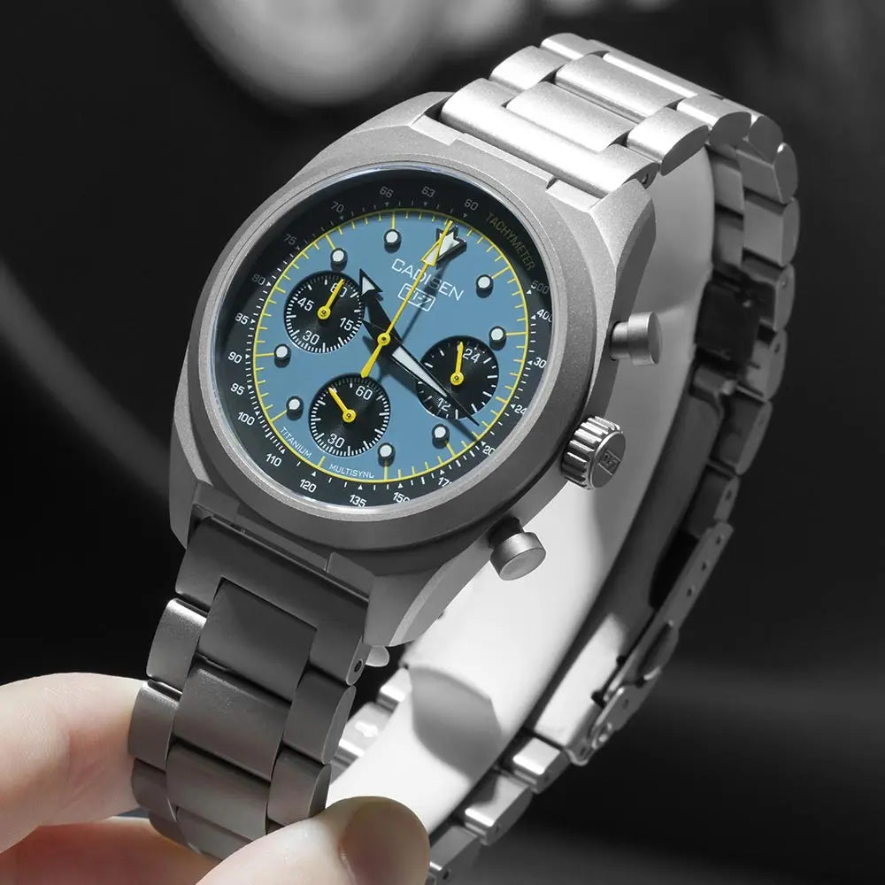 CADISEN TI-7 MULTISYNC Titanium Moon Mens Watches Quartz Chronograph