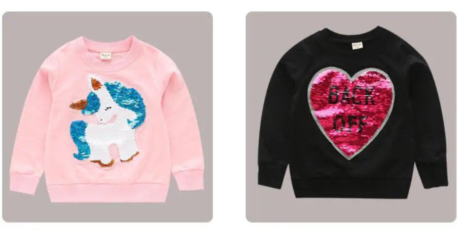Cute Cat Baby Girls Hoody Sweatshirt Toddler Kids Cotton Sequins Cartoon Sweater Children Spring Autumn Clothes Tops