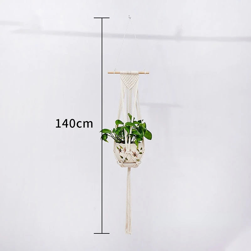 Handmade Macrame Plant Hanging Basket Garden Pots Holder Balcony Macrame Wall Hanging Decoration Knotted Lifting Rope Home Decor