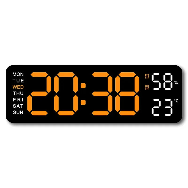 Hot 9 Inch Large Digital Wall Clock USB Powered TEMP Humidity Week Auto Dimmer DST Table Clock 12/24H Electronic LED Alarm Clock