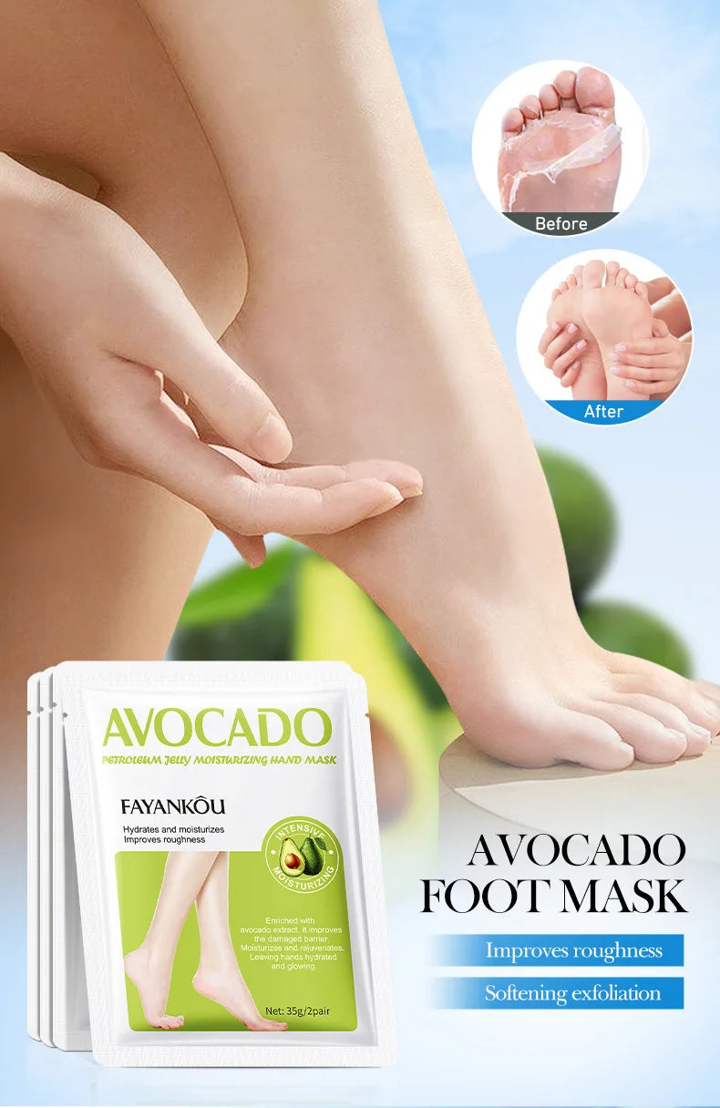 1/3/5 Pairs Avocado Exfoliating Foot Mask Feet Pedicure Remove Dead Skin Moisturizing Foot Exfoliator Feet Masks Skin Care