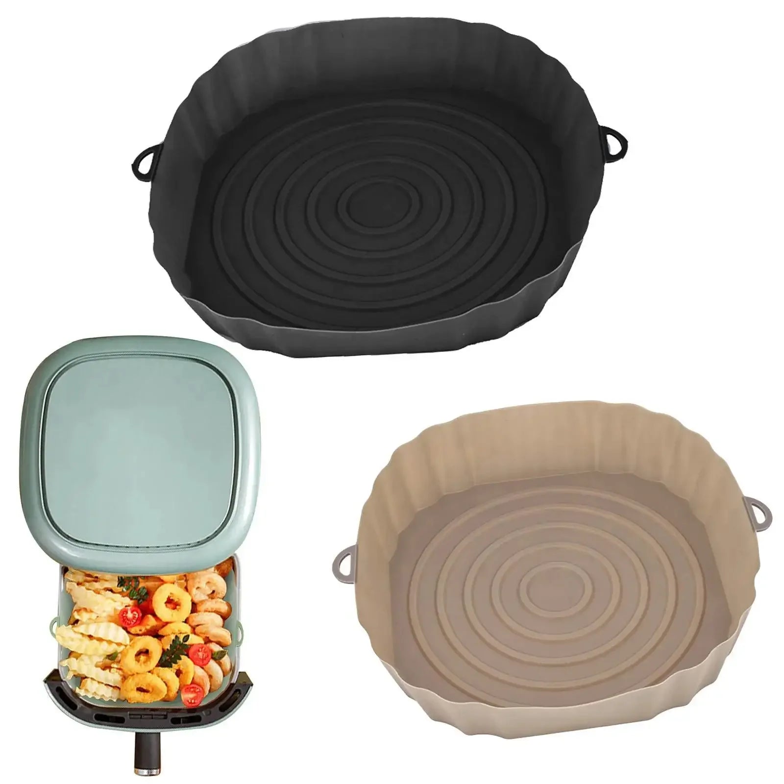 Silicone Basket for Air Fryer Oven Baking Tray Pizza Fried Chicken Silicone Mold Reusable Bakeware Liner Kitchen Accessorie
