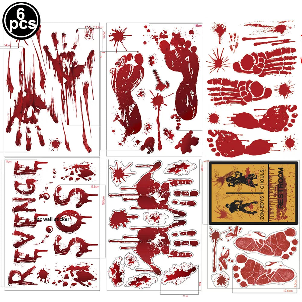 Bloody Handprint & Skull Halloween Stickers