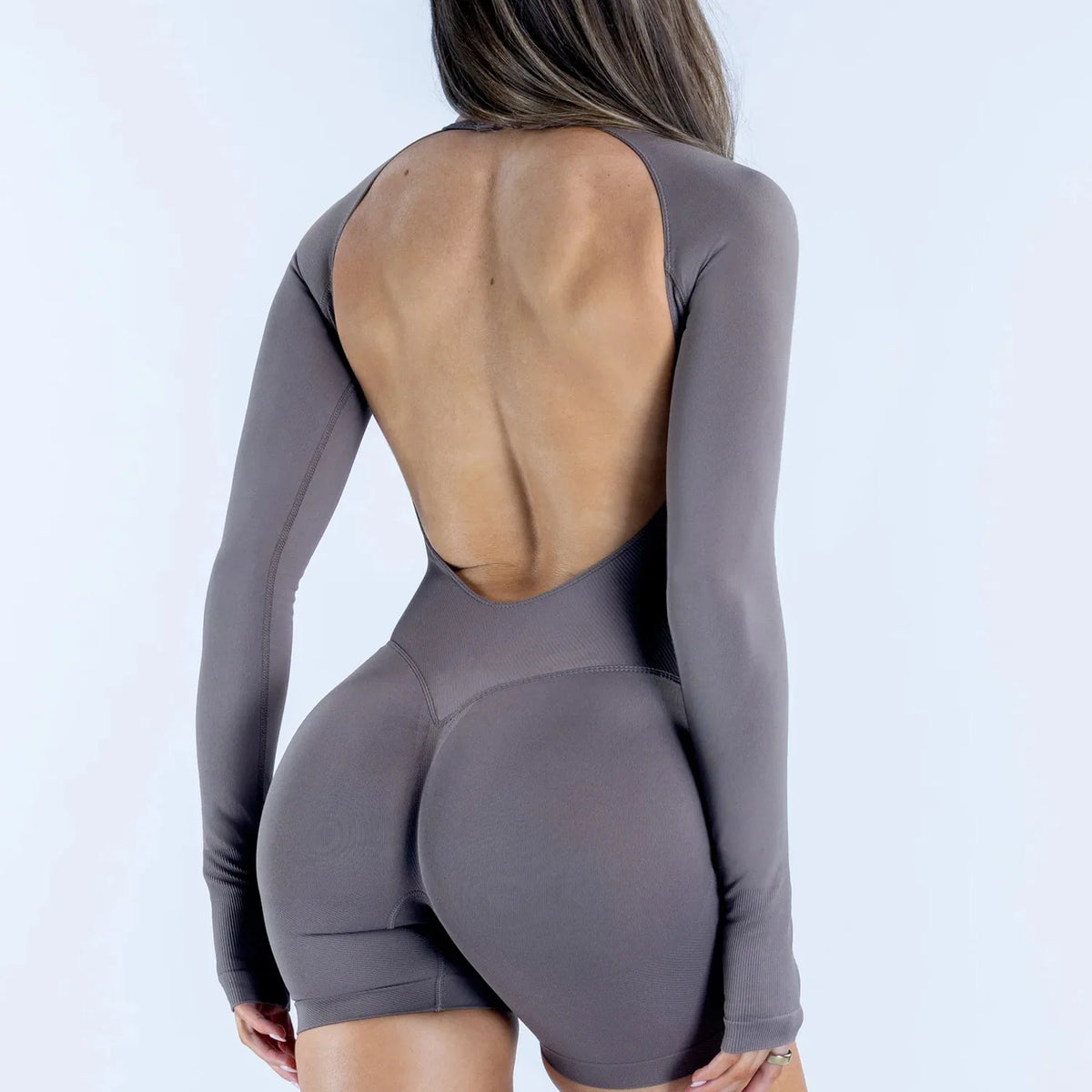 Nclagen Active Long Sleeve One Piece Women Seamless Yoga Fitness