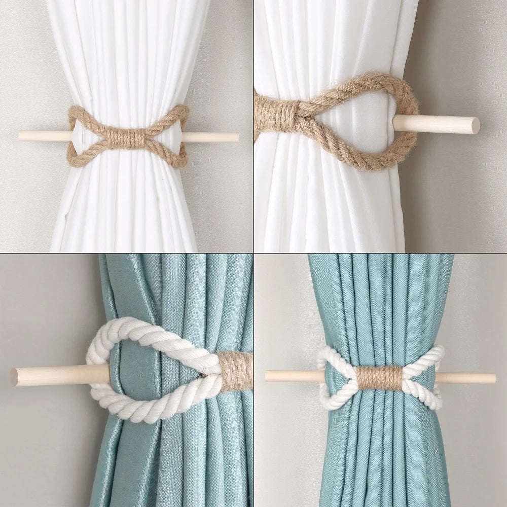 1pc Solid Wooden Stick, Simple Curtain Binding Rope, Curtain Tieback, Curtain Buckle Curtain Holdback For Room Decor home decor