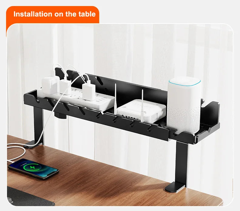 New Multi Functional Shelf Desk Under Table Hanging Metal Cable Holder Kitchen Organizer No-Drill Standing Desk Organizer