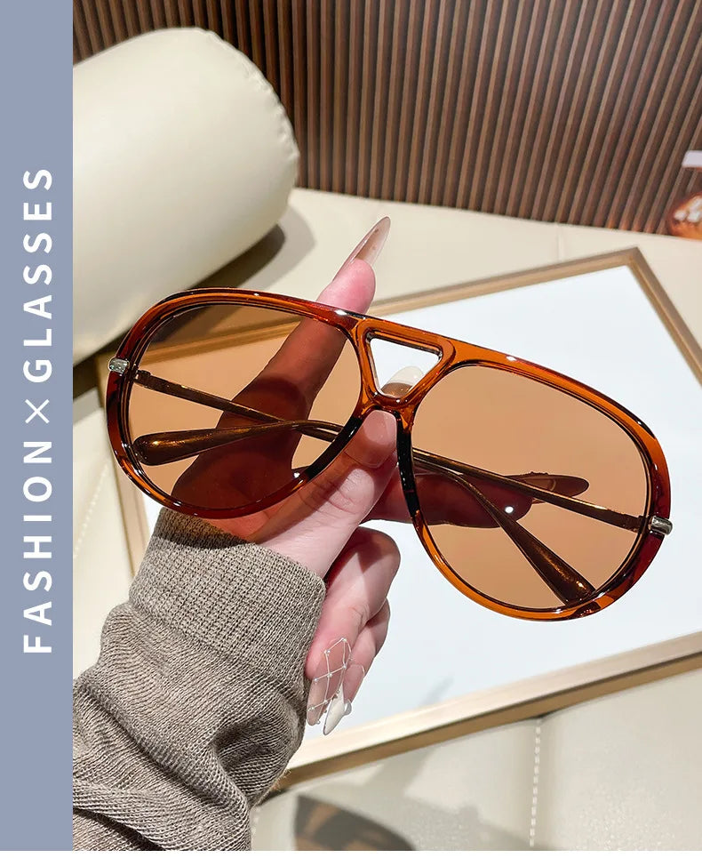 QVQV Oversized Trendy Leopard Green Sunglasses Women Summer Fashion Thick Frame Pilot Sun Glasses Luxury Brand Outdoor Shades