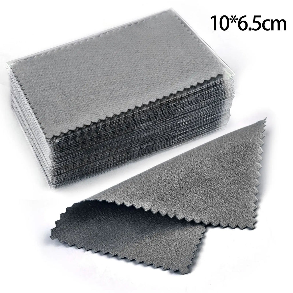 10*6.5cm/8*8cm 50pcs Silver Clean Polishing Cloth Soft Clean Wipe Wiping Cloth For Necklaces Rings Jewelry Clean Tool
