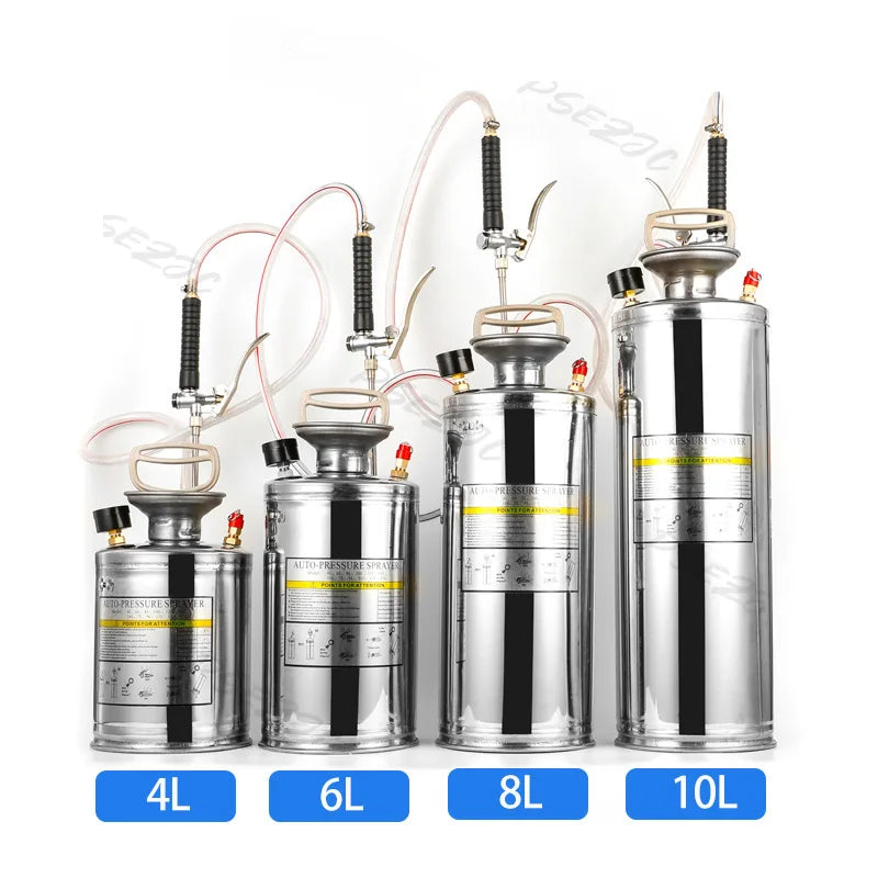 Stainless Steel 4L/6L/8L/10L High-pressure Manual Pressure Resistant Spray Watering Gardening Car Washing Pneumatic Sprayer