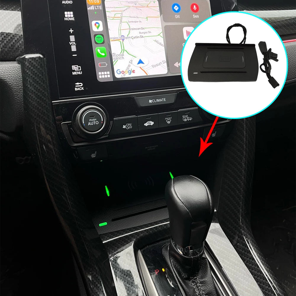 wireless charger For Honda Civic 2018 2020 phone holder car charge fast charging pad mobile mount Accessories