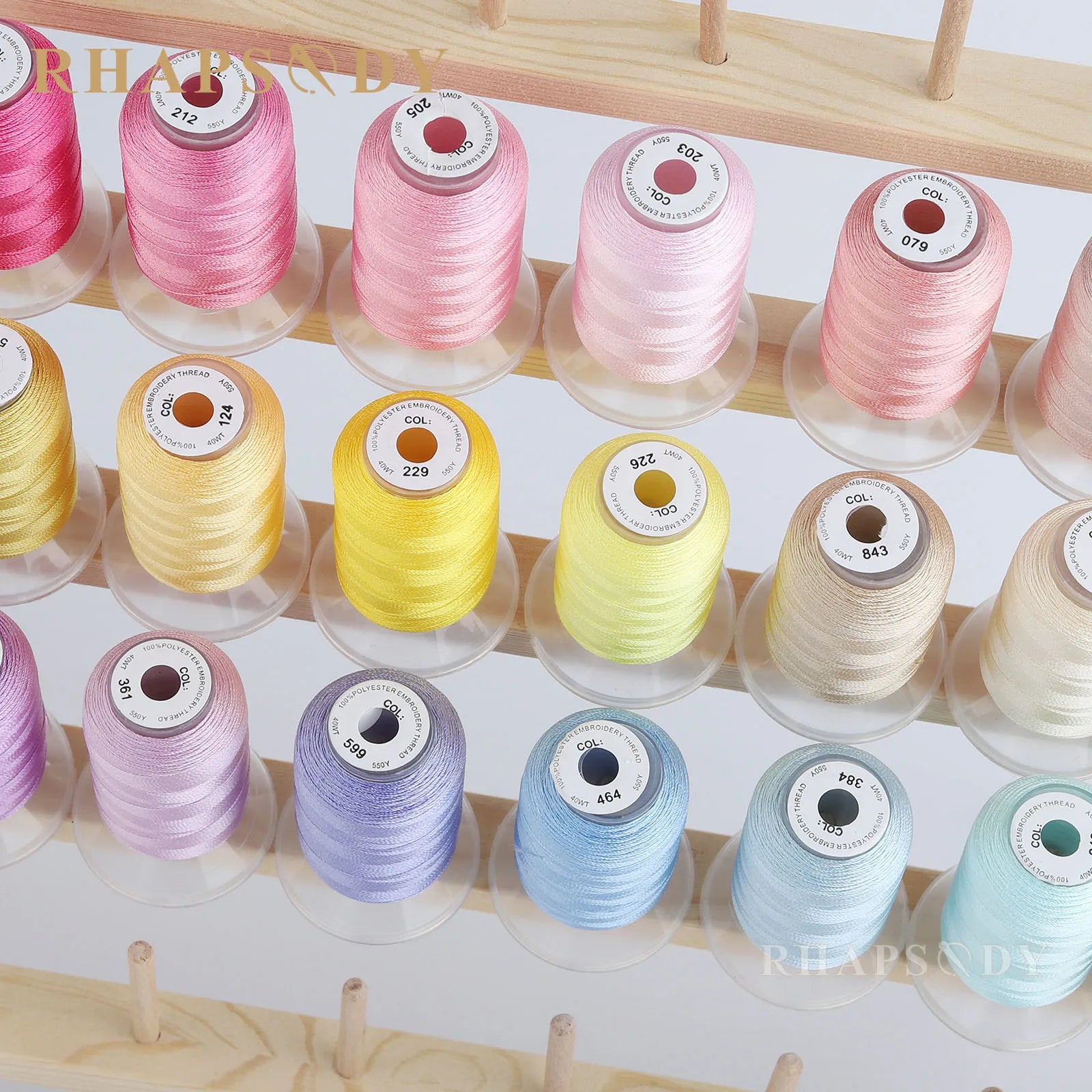 Rhapsody 40WT Polyester Embroidery Machine Thread 550Y 60 Colors Brother Babylock Janome Singer Pfaff Husqvarna Bernina Sewing