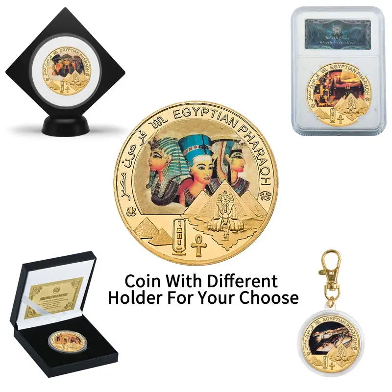 Egyptian Pharaoh Gold Plated Commemorative Coin Egypt Challenge Coin Art Craft Souvenir Business Gift for Collection Home Decor
