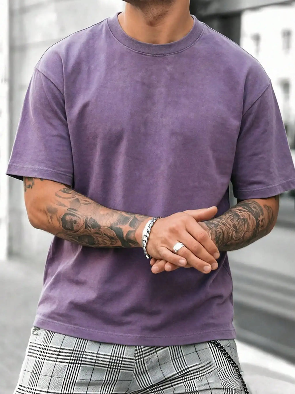 Blank Solid Color Washed Cotton 230GSM Oversized Crew Neck