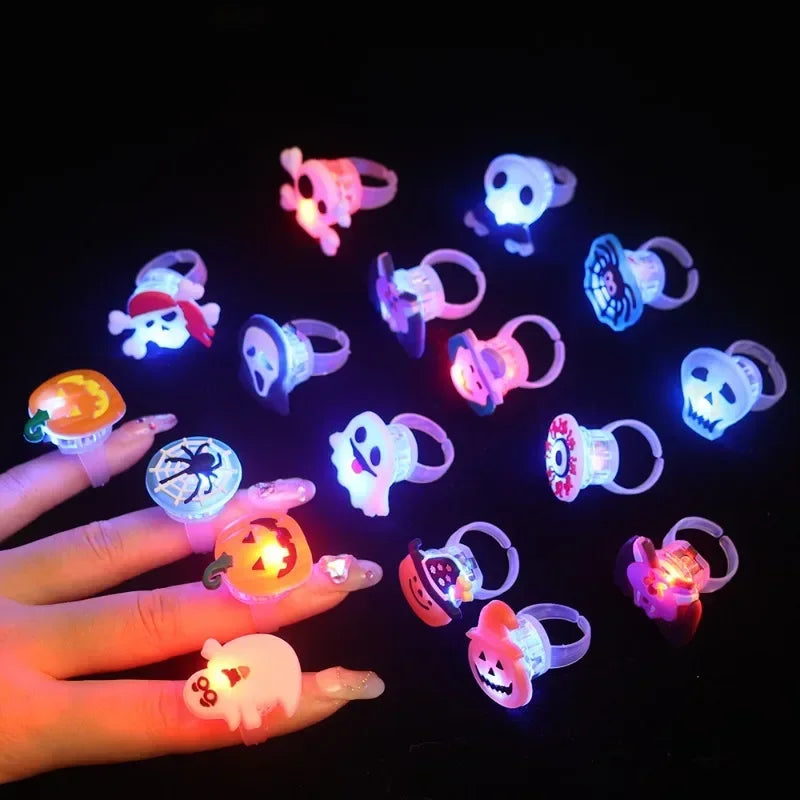 LED Luminous Halloween Toys Pumpkin Ghost Skull Glowing in Dark Fingers Toys with Light Birthday Party Decoration Props Supplies