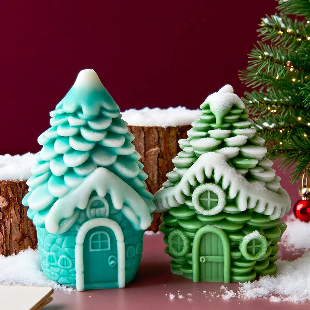 3D Pine Cone Snows House Silicone Candle Mold DIY Handmade Christmas Ornaments Plaster Concrete Mold Xmas Craft Party Deco