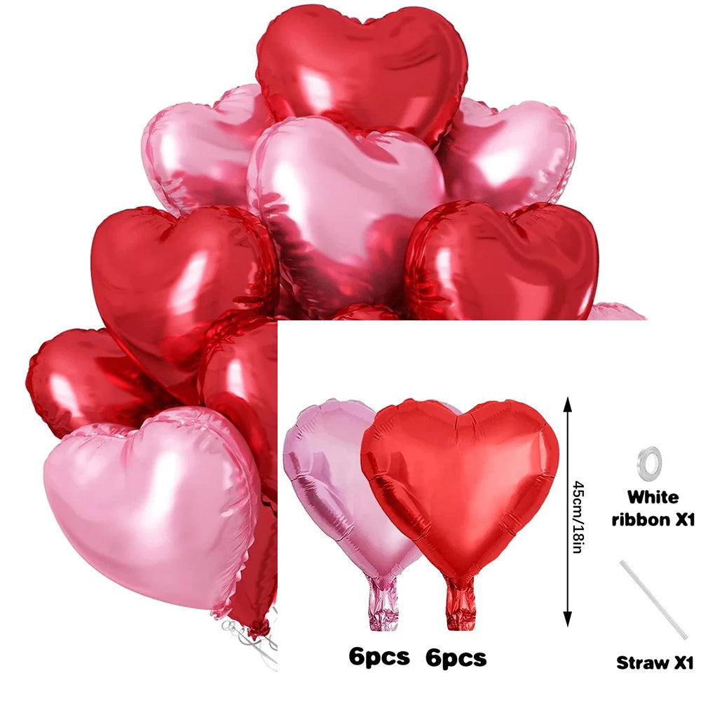 10Pcs 18" Peach Heart Balloon Red Love Balloons For Wedding，Birthday Party， Anniversary, Valentine's Day Decoration Balloons Set