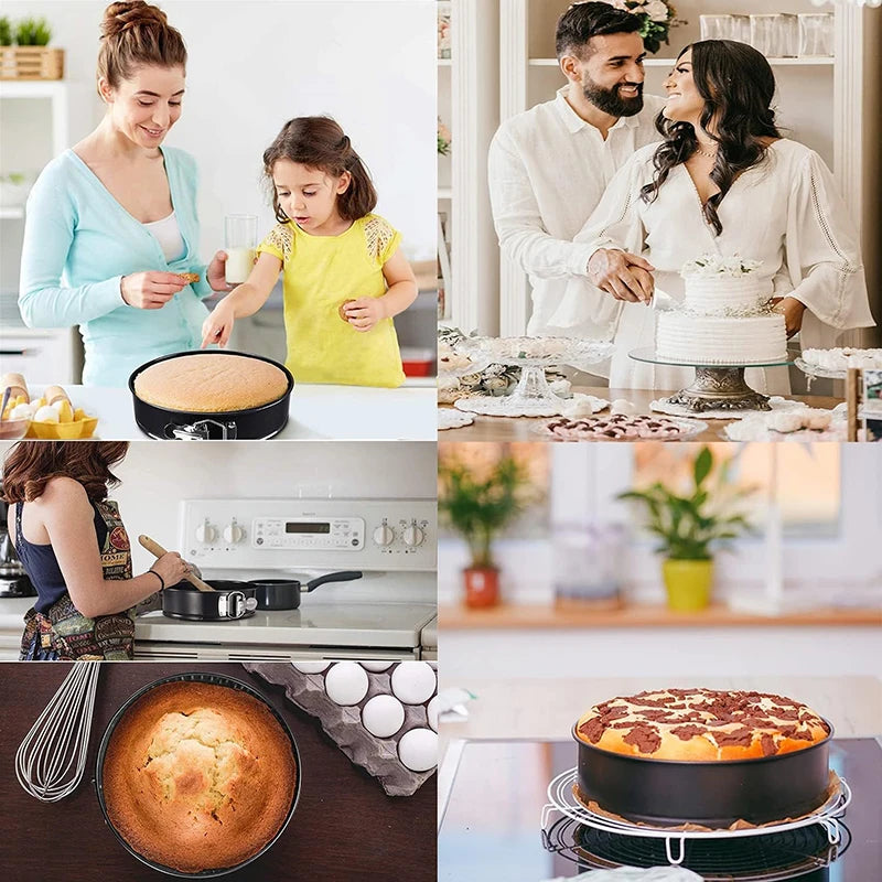 4/7/9Inch Carbon Steel Cake Mold with Latch Nonstick Cake Tin with Removable Bottom Cake Pan Brownies Cheesecake Baking Mould