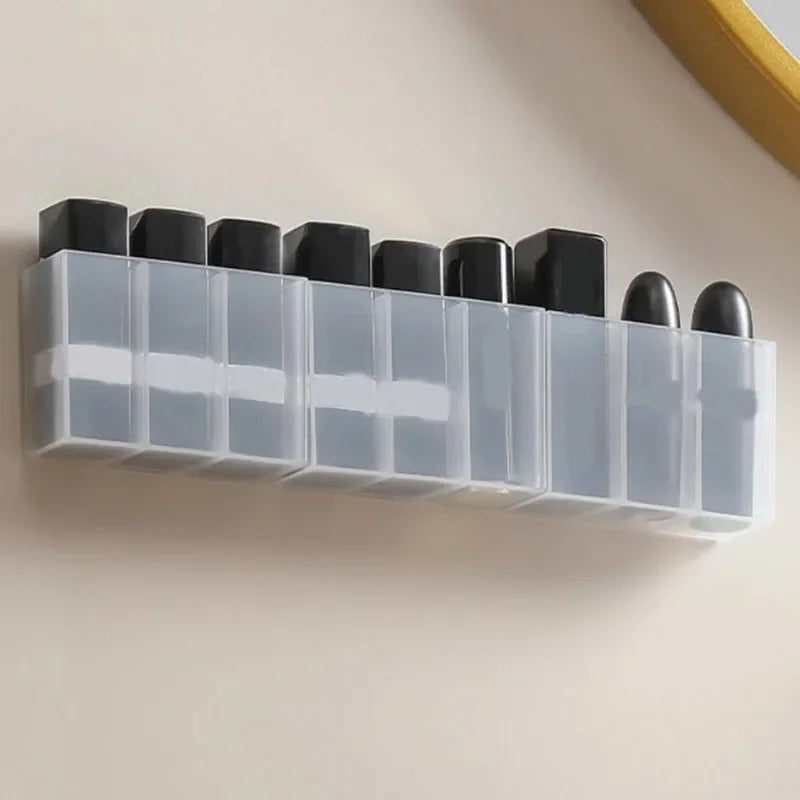 Mini Storage Box 3-Grid Plastic Makeup Brush Lipstick Storage Multi-Functional Desk Organizer for Home Kitchen Bathroom