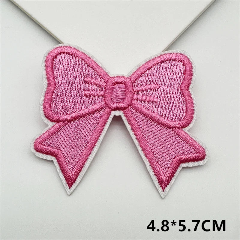 Cartoon Embroidery Sticker Decorative Ironing Sticker Sewing DIY Pink Bowknot Clothing Shoes Hat Bag Patch