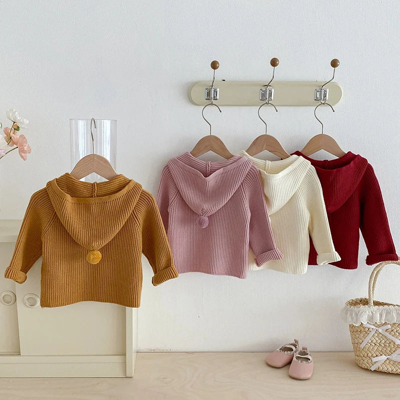 Autumn Baby Girls Hoodie Jacket Kids Sweater Long Sleeve Knitted Cardigan T-Shirt Children Tops Zipper Sweatshirt Child Coat
