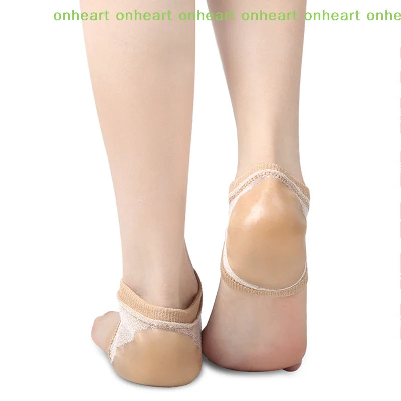Heel Cups Plantar Fasciitis Support Feet Care Skin Repair Cushion Half-yard Socks Gel Silicone Heel Protector Sleeve Heel Pads