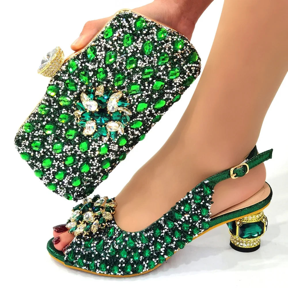 Silver Color Nigerian Women's Shoes and Bags Party African
